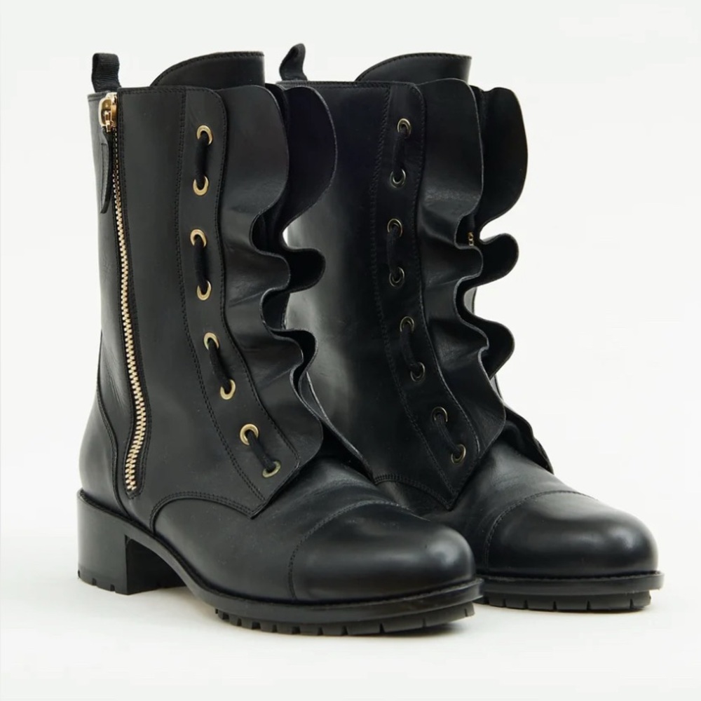 VALENTINO RUFFLE COMBAT BOOTS ASO KOURTNEY K